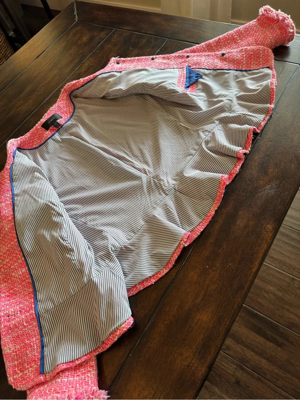 J. Crew Pink Tweed Peplum Jacket